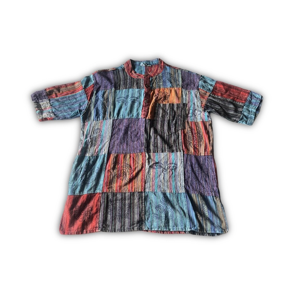 VTG Gypsy Rose Patchwork Handmade Top Multicolor Men’s Large